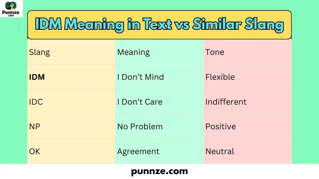 IDM Meaning in Text vs Similar Slang