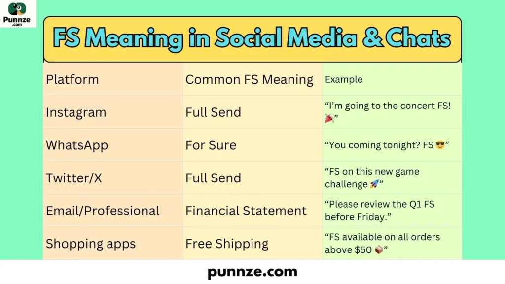 FS Meaning in Social Media & Chats 