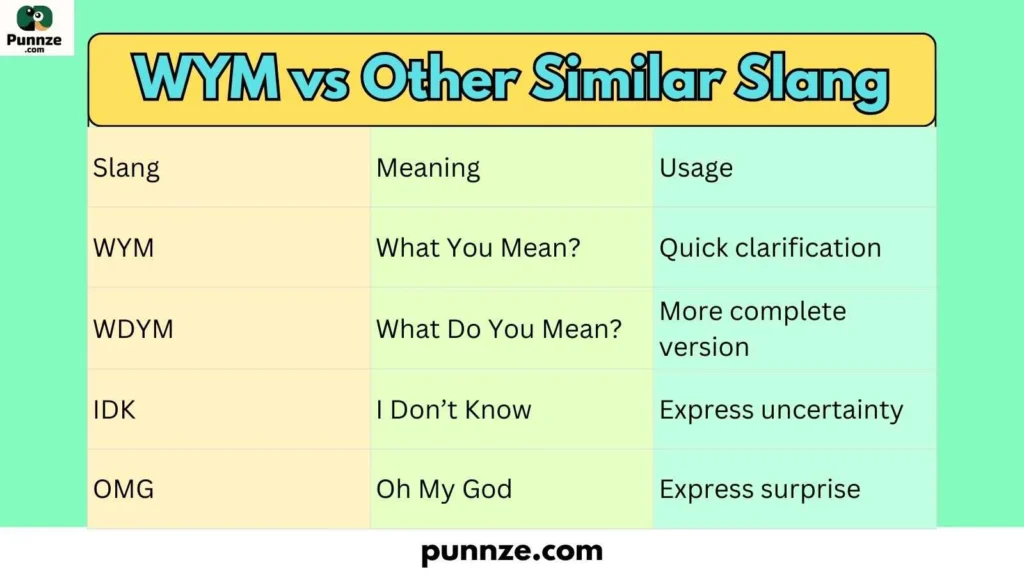 WYM vs Other Similar Slang