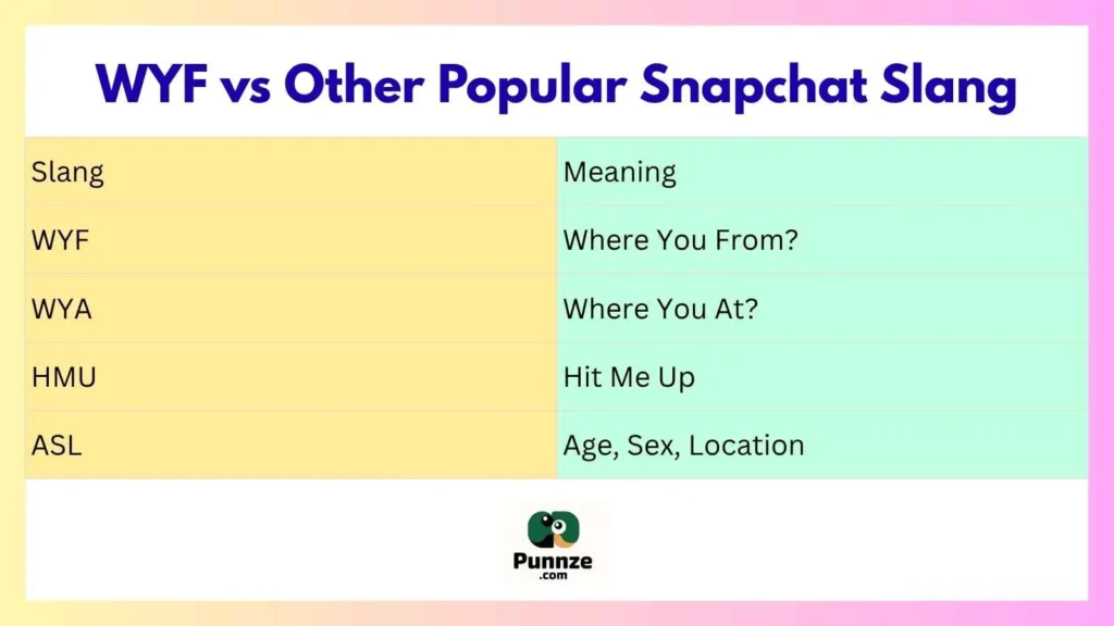 WYF vs Other Popular Snapchat Slang